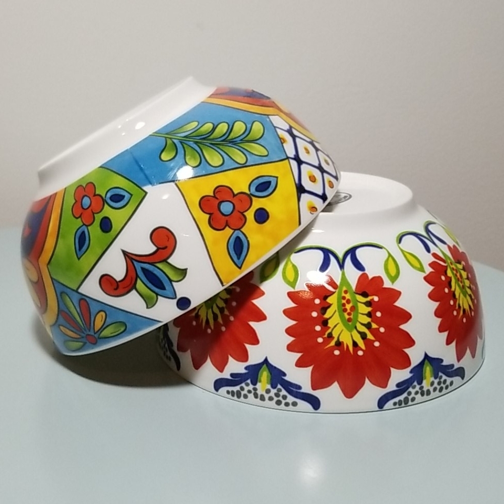 Maxcera Floral Design 6" Cereal Soup Ceramic Bowls - Picture 3 of 13